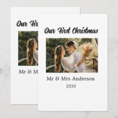 Invitation Notre premier couple de Noël nom photo Mr & Mrs mo (Devant / Derrière)