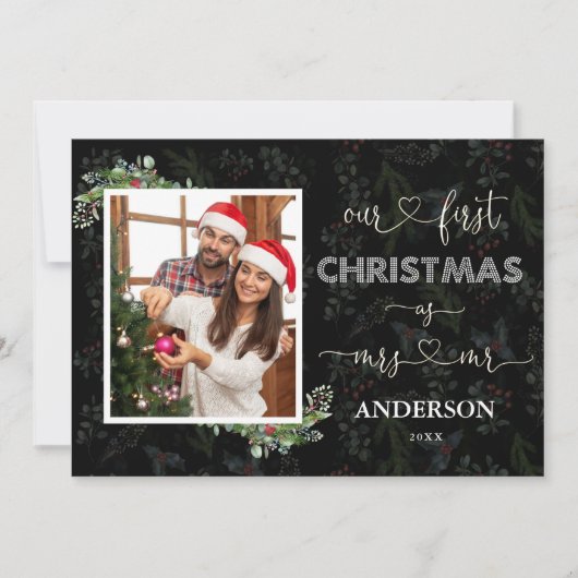 Invitation Notre premier Noël en tant que Mr & Mrs Script Pho (Devant)