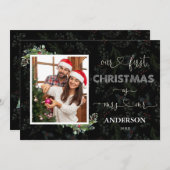 Invitation Notre premier Noël en tant que Mr & Mrs Script Pho (Devant / Derrière)