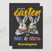Invitation Notre Première Pâques Comme M. Et Mme Bunny Rabbit (Devant / Derrière)