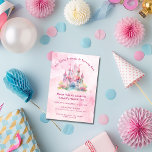 Invitation Notre Princesse de Château fête son anniversaire<br><div class="desc">Notre Princesse Princesse Tournera Une Invitation Anniversaire. Joignez-vous à nous pour célébrer une étape magique alors que notre petite princesse en fait un ! Cette adorable invitation présente un arrière - plan rose et rêveur, avec un charmant château aux tons vifs de rose, bleu, jaune et violet. La police de...</div>