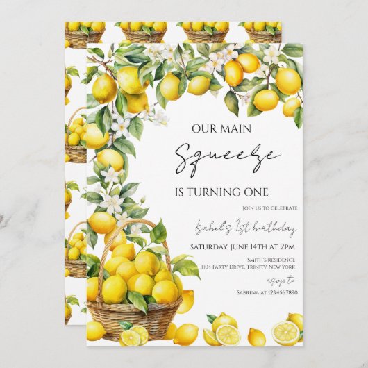 Invitation Notre principal Squeeze Lemon Anniversaire (Devant / Derrière)