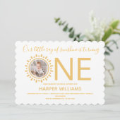 Invitation Notre rayon de soleil Photo Baby 1er anniversaire (Debout devant)
