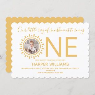 Invitation Notre rayon de soleil Photo Baby 1er anniversaire