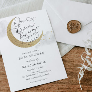 Invitation Notre rêve est devenu vrai Lune et étoiles bébé