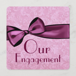 Invitation Notre ruban magenta 2 de satin de Faux de rose de