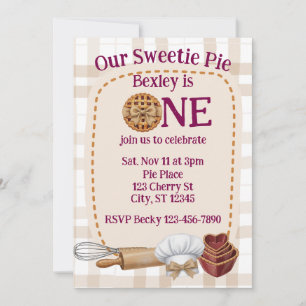 Invitation Notre Sweetie Pie a un an, cuisson 1er anniversair