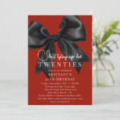 Invitation Nouer mes 20 ans Ruban noir rouge profond 30e anni (Debout devant)