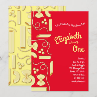 Invitation Nouilles Pasta Enfant 1er Anniversaire fête Italie