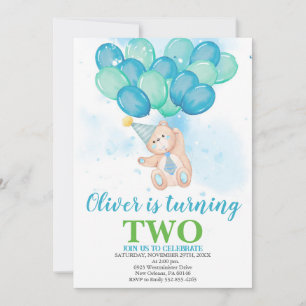 invitation nounours, Ballons d'aquarelle Anniversa