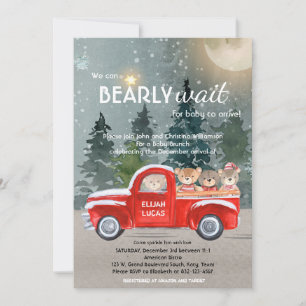 Invitation Nounours dans le Baby shower d'hiver de Camion Rou