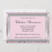 Invitation Nounours de Damas argenté et rose | Baby shower (Dos)