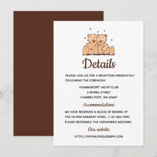 Invitation Nounours en peluche marron et blanc pour mariage
