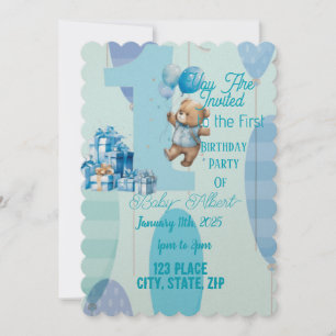 Invitation Nounours et ballons Anniversaire Thème