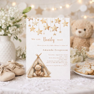 Invitation Nounours étoile tente bohème Baby Shower