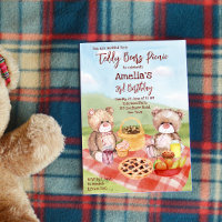 Nounours pique-nique fête d'anniversaire invitatio