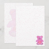 Invitation Nounours Rose Mignon Sur Mesure (Devant / Derrière)
