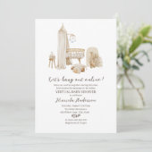 Invitation Nourrisson Boho Virtuel Neutre Genre Mobile Baby S (Debout devant)