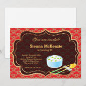 Invitation Nourriture chinoise fête d'anniversaire (Devant / Derrière)