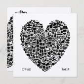 Invitation Nourriture gourmande Coeur Gold Coup de mariage In (Devant / Derrière)