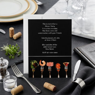Invitation Nourriture Gourmet Moderne sur Fourchettes Dîner