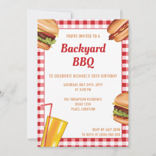 Invitation Nourriture grillée Hamburger Hot Dog BBQ de jardin