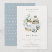 Invitation Nourriture pour bébé mignonne Baby shower pour gar (Devant / Derrière)