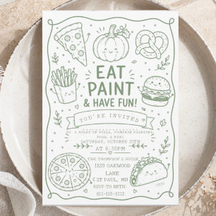Invitation nourriture végétale Fête Amusante Doodle Minimalis