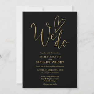 Invitation Nous Aimons Coeur QR Code Noir Et Mariage Or