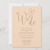 Invitation Nous aimons Coeur QR Code Soft Peach Mariage (Devant)