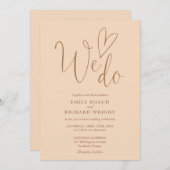 Invitation Nous aimons Coeur QR Code Soft Peach Mariage (Devant / Derrière)