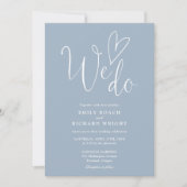 Invitation Nous aimons Coeur Script Dusty Blue Mariage (Devant)