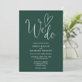 Invitation Nous aimons Coeur Script Emerald Green Mariage (Debout devant)