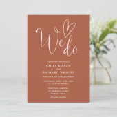 Invitation Nous Aimons Coeur Script Mariage Terracotta (Debout devant)