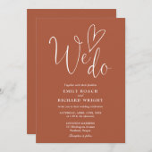 Invitation Nous Aimons Coeur Script Mariage Terracotta (Devant / Derrière)