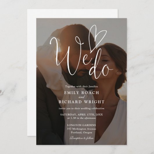 Invitation Nous aimons Élégant Mariage Photo Script Moderne (Devant / Derrière)