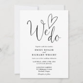 Invitation Nous aimons le code QR de mariage noir et blanc (Devant)