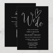 Invitation Nous aimons le code QR du cœur Mariage noir et bla (Devant / Derrière)