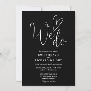 Invitation Nous aimons le code QR du cœur Mariage noir et bla