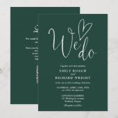 Invitation Nous aimons le coeur QR Code Emerald Green Mariage (Devant / Derrière)