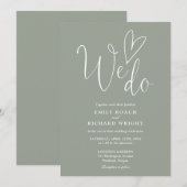 Invitation Nous aimons le script coeur de la mariée en vert s (Devant / Derrière)