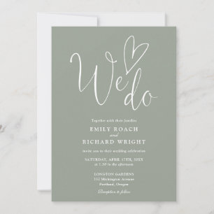 Invitation Nous aimons le script coeur de la mariée en vert s