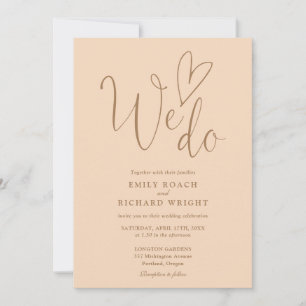 Invitation Nous aimons le script cœur mariage pêche douce