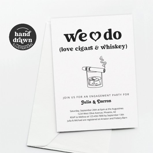 Invitation Nous aimons les cigares et les Whiskey Engagement 