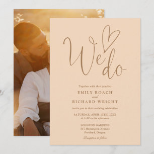 Invitation Nous aimons les photos de cœur en Soft Peach pour 