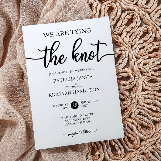 Invitation Nous Attachons Le Nœud Chic Calligraphie Mariage