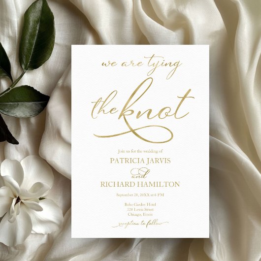 Invitation Nous Attachons Le Nœud Écriture De Mariage En Feui