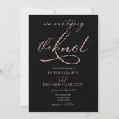 Invitation Nous Attachons Le Nœud Rose Or Feuille Mariage (Devant)