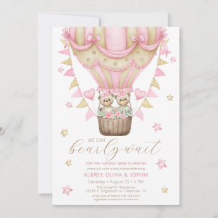 Invitation Nous attendons à peine des jumelles Baby Shower