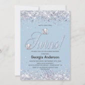 Invitation Nous attendons la Parties scintillant Twins Blue E (Devant)